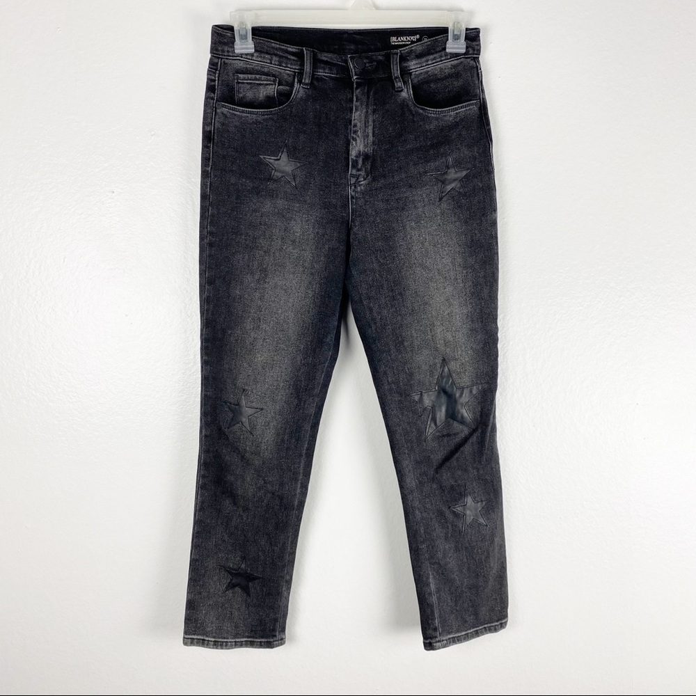 BLANK NYC The Madison Black Wash Star Print Distressed High Waist Crop Jeans 29